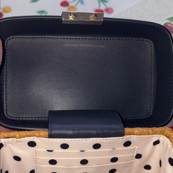 Kate Spade Blazer Blue Voyage Wicker Small Top Handle with/Strap EUC!! - Picture 7 of 15